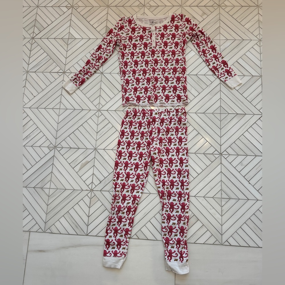 Girls Roller Rabit Pink Monkey Long Sleeved Pajamas Girls Size 10